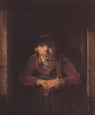 Samuel van hoogstraten A Young Man wearing a Hat decorated with Pearls and a gold Medallion in a Half-Door (mk33)